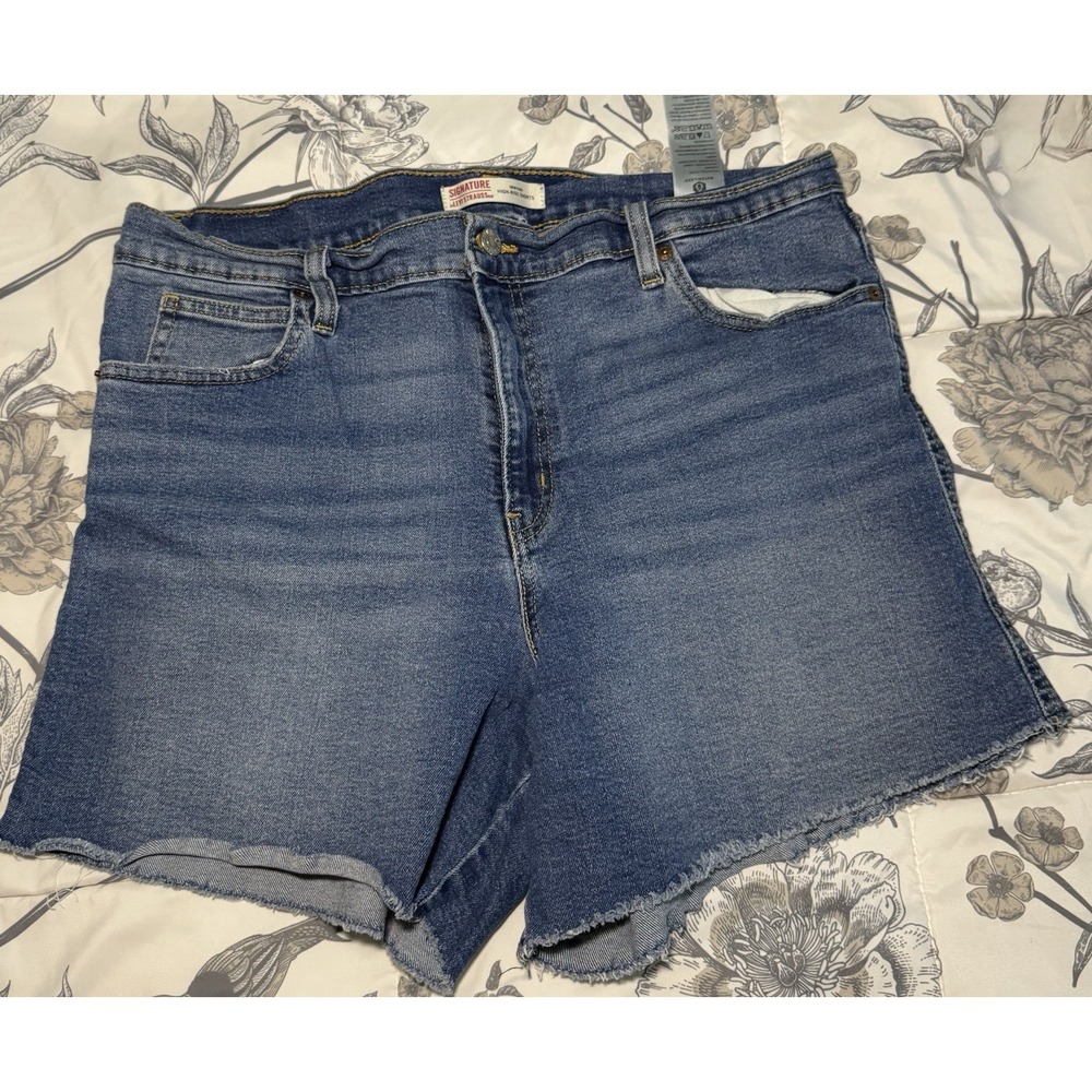 Levis Heritage High-Rise Blue Denim Shorts Cut-Off Frayed 14